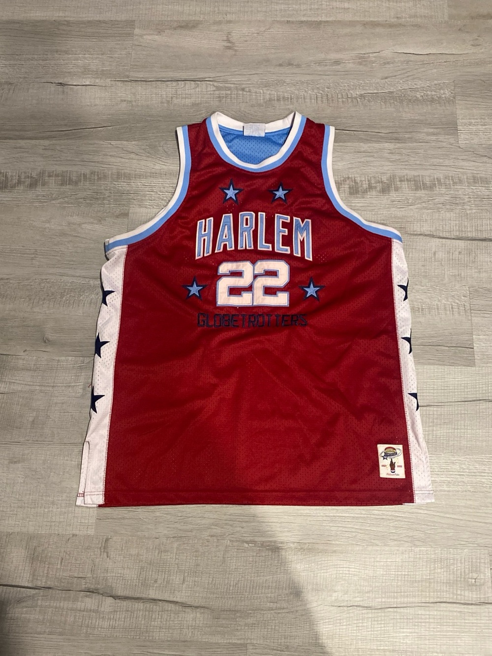Platinum FUBU Harlem Globetrotters Basketball Jersey with White & Blue Trim #22